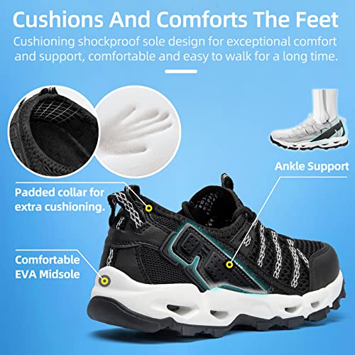 KEENPACE Women's Water Hiking Shoes for Summer Outdoor Sport River Beach Amphibious Aerobics Swimming Trail Trekking Walking Lightweight Quick Dry Breathable Arch Support Black