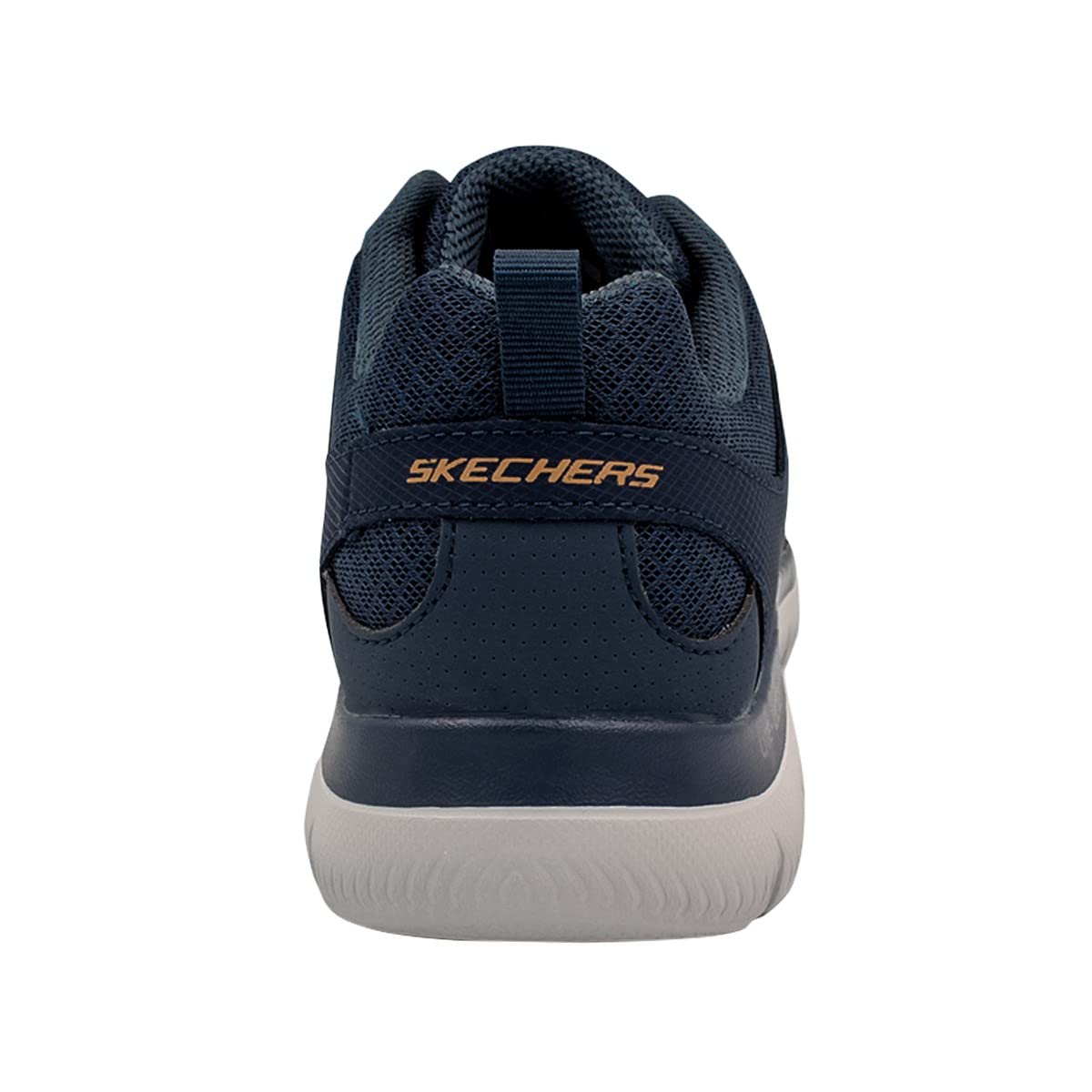 Skechers Men's Sneaker, Navy Leather Pu Mesh Black Trim, 11