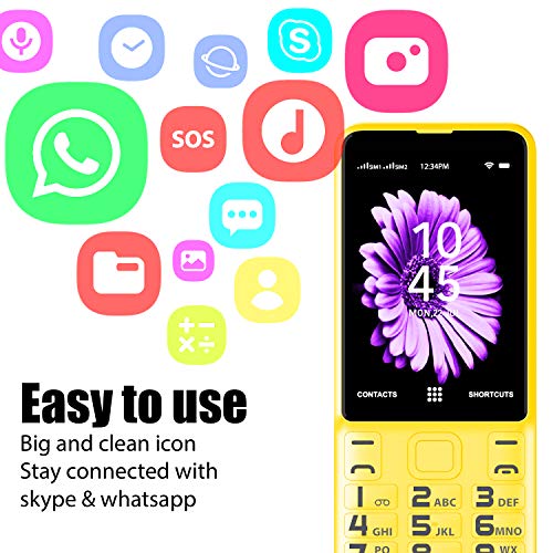 TIANHOO Cell Phone for Seniors 4G/LTE Unlocked, 4G Senior Cell Phone Unlocked, Dual Card Standby, Senior Cell Phone 4g Unlocked ATT with Charging Dock Speaker (Yellow)