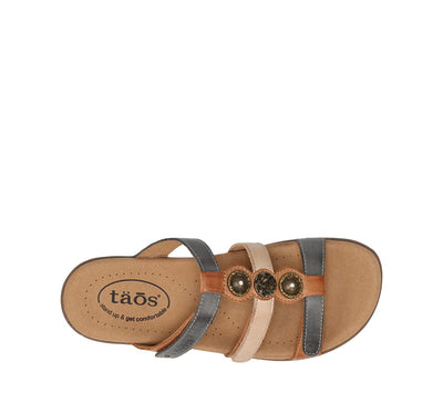 Taos Prize 4 Women's Walking Sandal - Stylish and Adjustable Three Strap Open Back Slide On Walking Sandal with Premium Arch Support and Cushioning for All Day Comfort Steel Multi 11 M US