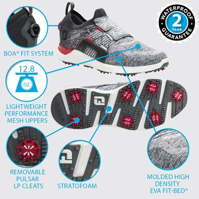 FootJoy Men's Hyperflex Boa Golf Shoes - Previous Season Style Grey/Green Wide 9