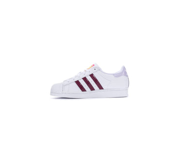 adidas Originals Womens Superstar Sneaker, Cloud White/Victory Crimson/Purple Tint, 6.5
