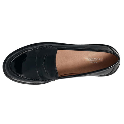 Rockport Women's Kacey Penny Loafer Flat, Black Patent, 9