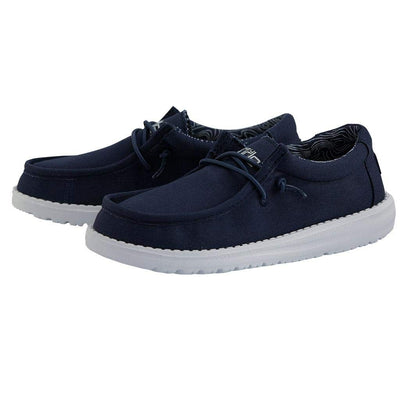 Hey Dude Boy's Wally Youth Stretch Navy Size 11 | Boy’s Shoes | Boy's Lace Up Loafers | Comfortable & Light-Weight