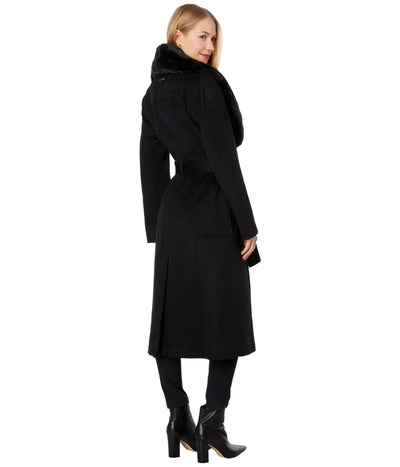 Vince Camuto Wool Coat w/Faux Fur V20741-ZU Black LG (US 12-14)