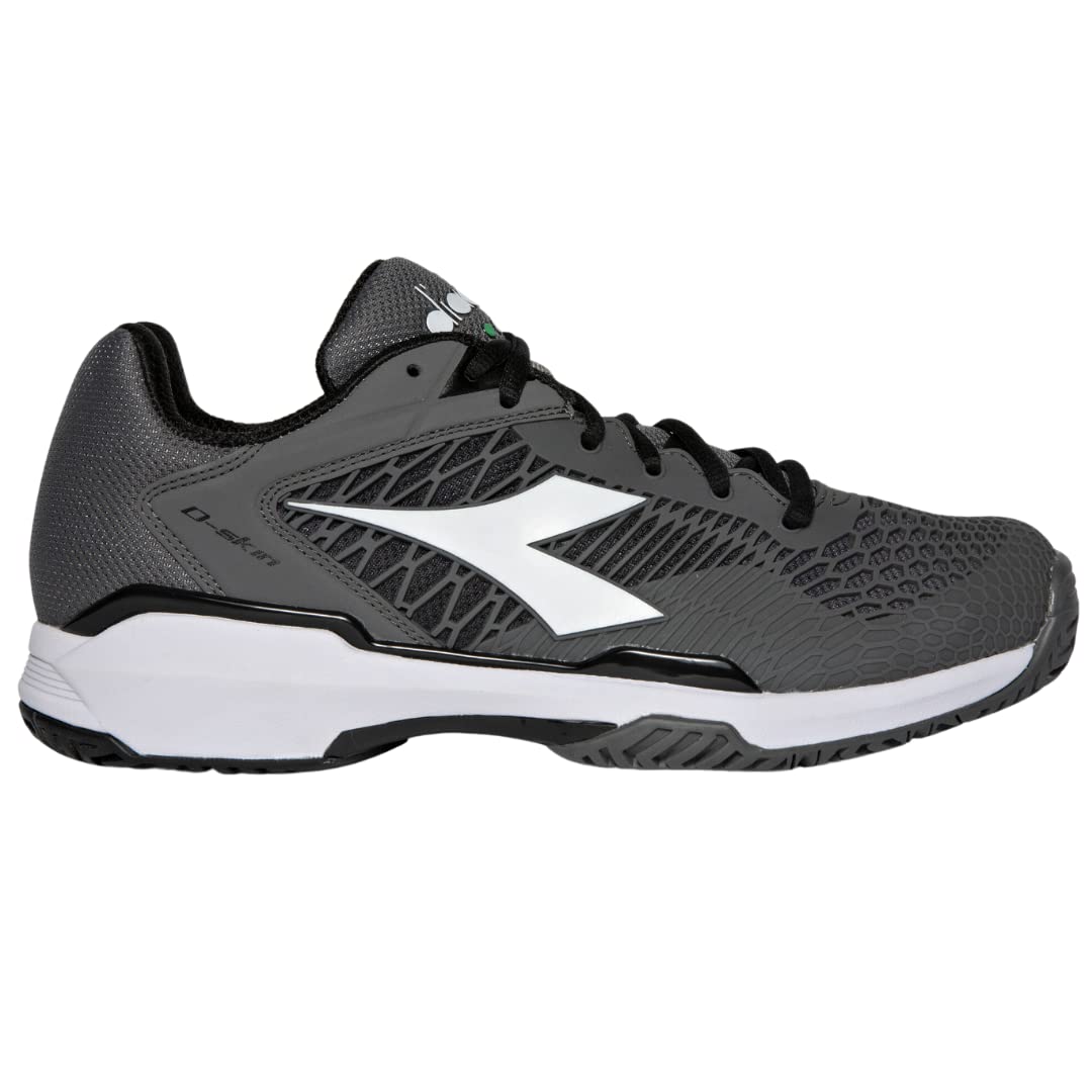 Diadora Men's Speed Competition 7+ All Ground Tennis Shoe (Steel Gray/White/Black, 8.5)