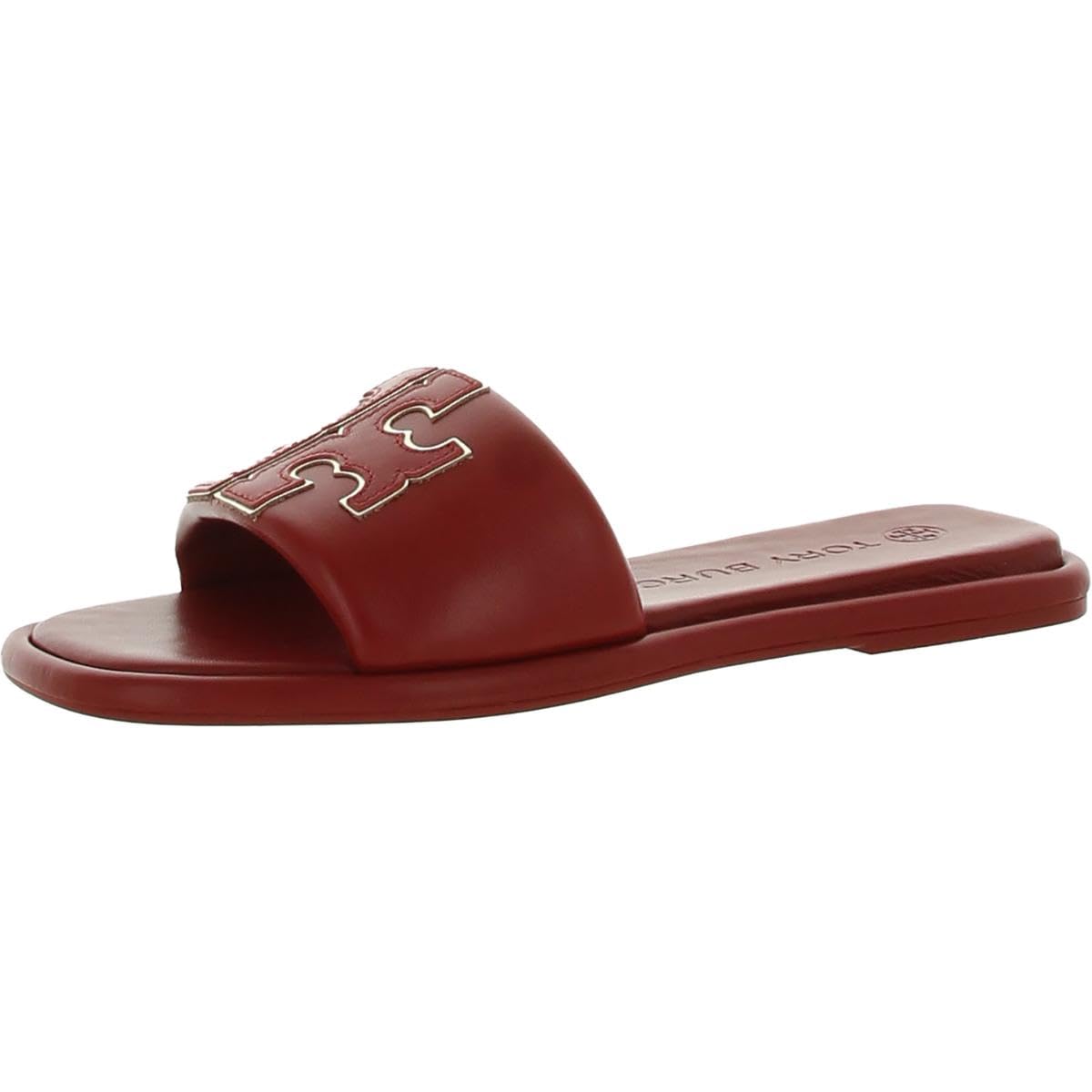 Tory Burch Womens Doublet Sport Leather Flat Sandals Red 7.5 Medium (B,M)