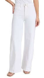 FRAME Women's Le Baggy Palazzo Jeans, Au Natural Clean, White, 28