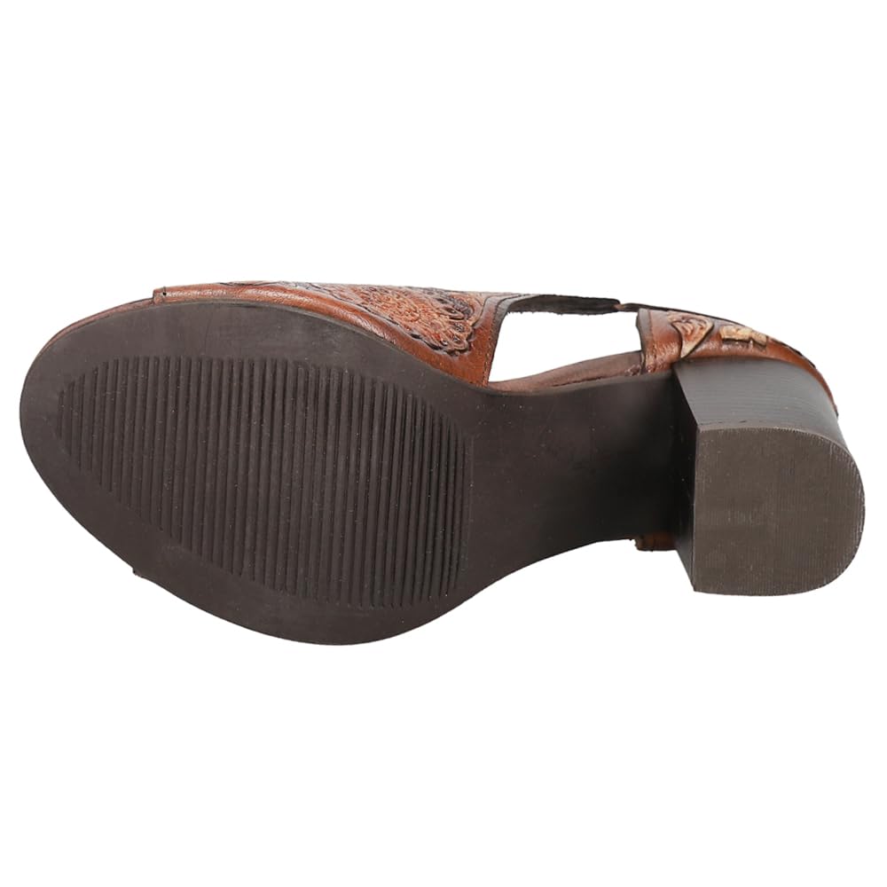 ROPER Womens Mika Floral Embossed Peep Toe Shootie Pumps Dress Casual Casual Mid Heel 2-3" - Brown - Size 10 M