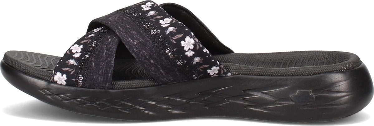 Skechers Women's On The Go 600 - Blooms Slide Sandal 7 Black/Grey