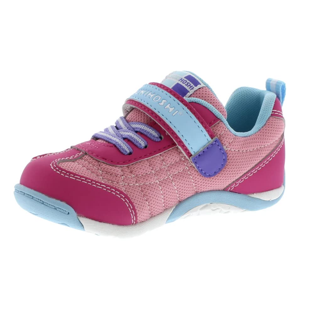 TSUKIHOSHI 1521 KAZ Strap-Closure Machine-Washable Child Sneaker Shoe with Wide Toe Box and Slip-Resistant, Non-Marking Outsole - For Toddlers and Little Kids, Ages 1-8 7.5 Toddler Fuchsia/Light Blue
