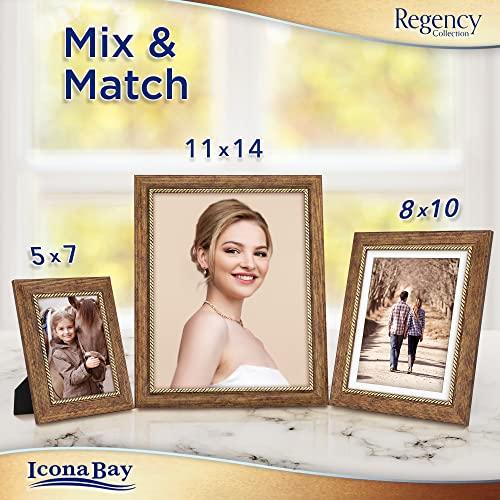 Icona Bay 5x7 Picture Frames (Copper Brown, 3 Pack), French Baroque Style Photo Frames 5 x 7, Wall Mount or Table Top, Regency Collection