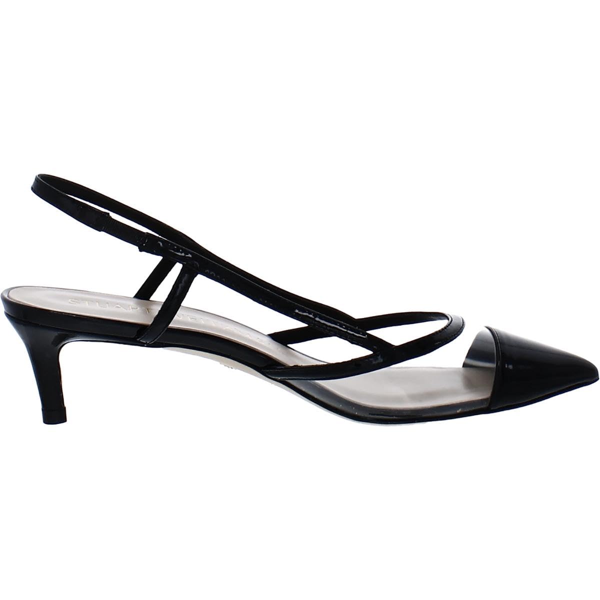 Stuart Weitzman Womens Mondrian 50 Slingback Black/Flannel 8 B