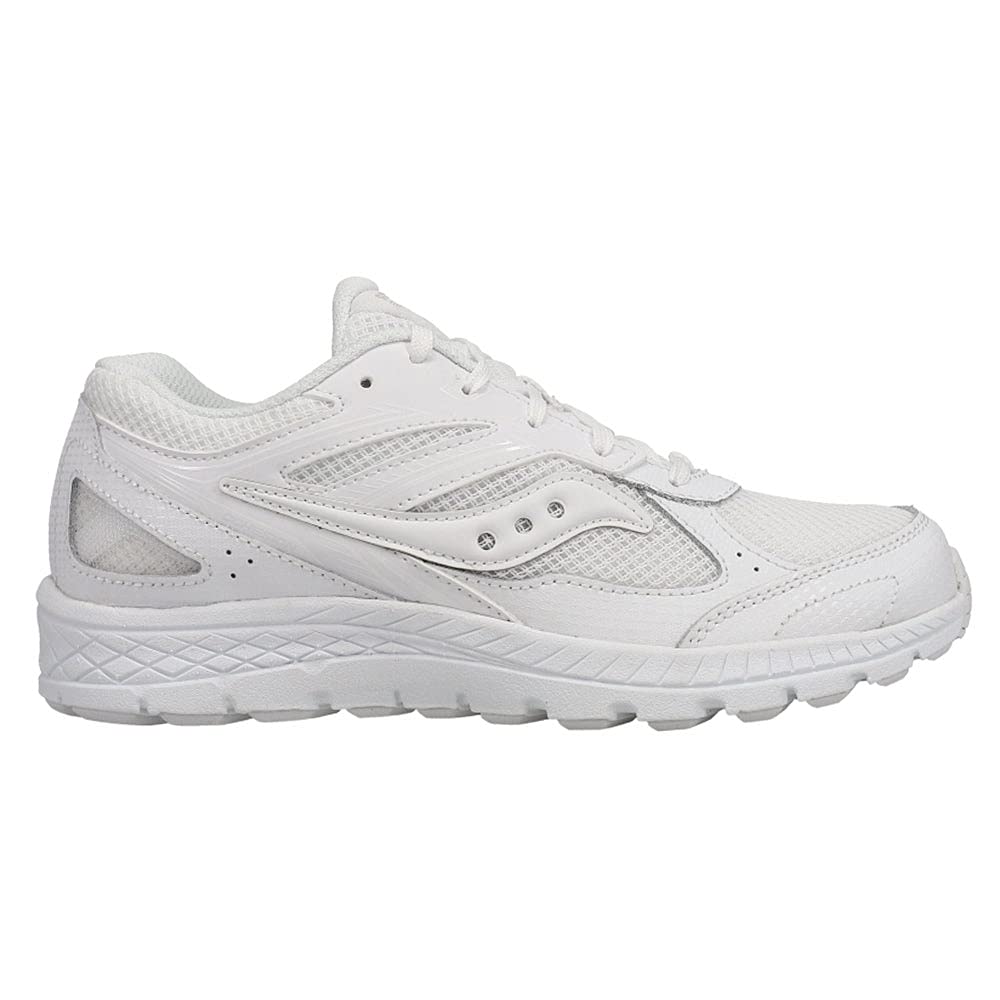 Saucony Cohesion 14 LACE to Toe Running Shoe, White, 4 Wide US Unisex Big_Kid