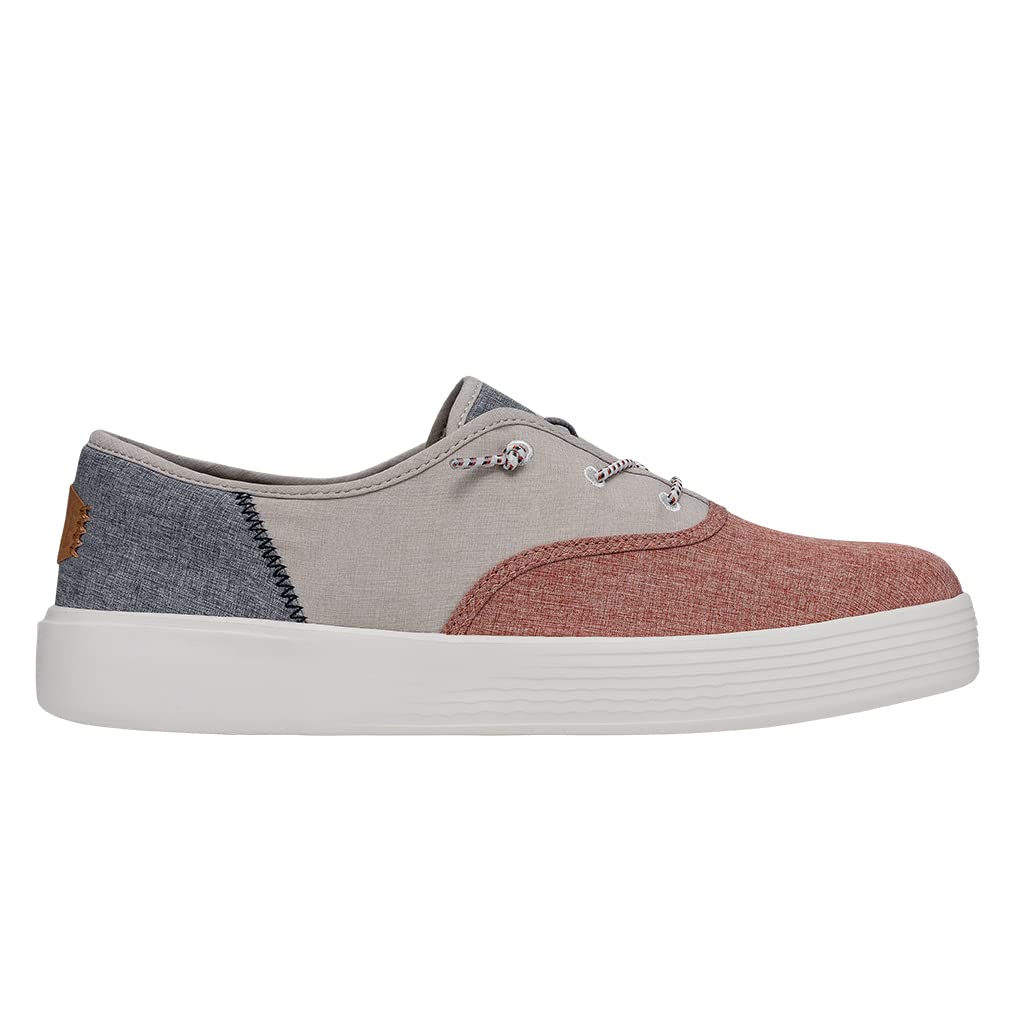 Hey Dude Conway Craft Linen Red/White/Blue Men's 7 & Women's 9 | Unisex Sneakers | Unisex Slip On Shoes | Comfortable & Light-Weight