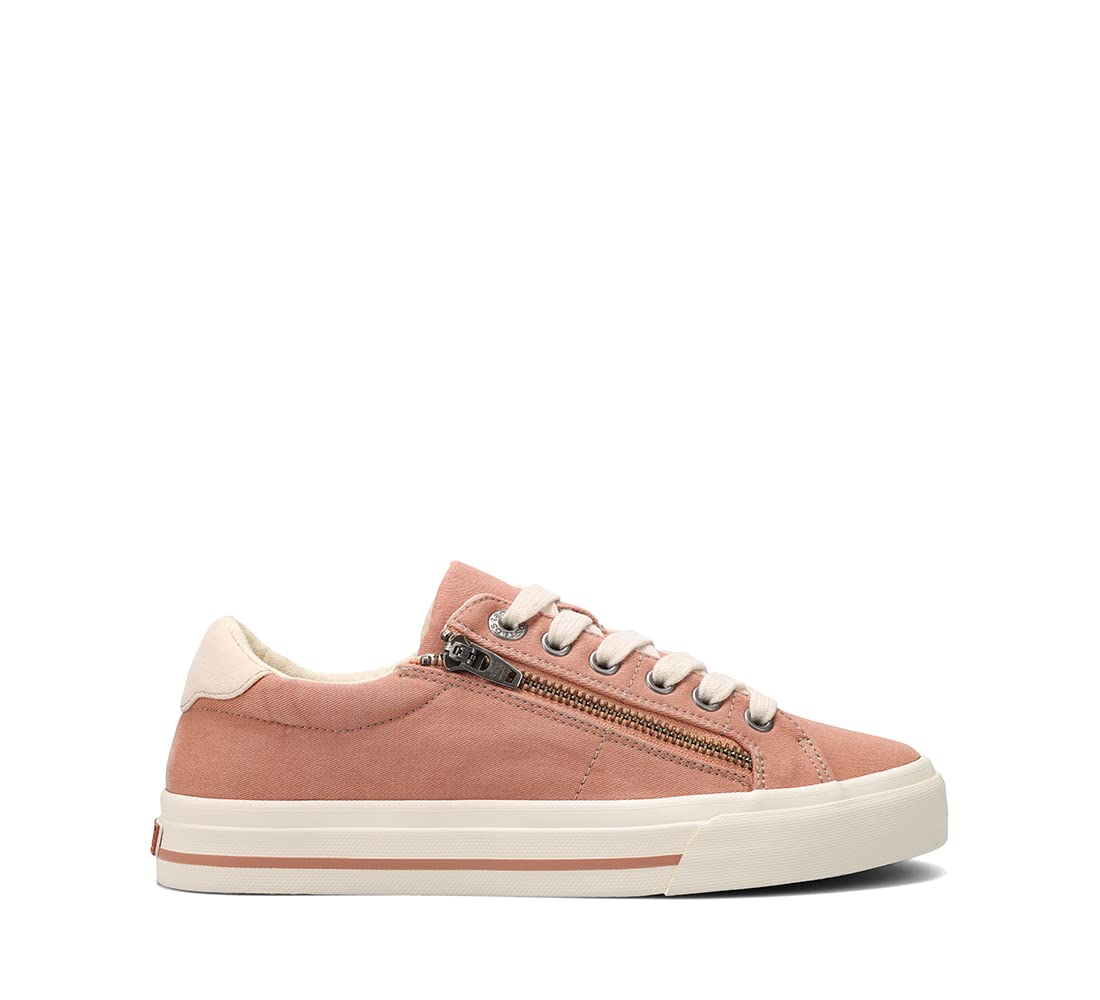 Taos Z Soul Women’s Sneaker - Stylish Platform Sneaker with Removable Footbed, Arch Support, Premium Cushioning, Lace-Up Adjustability, and Easy Access Zipper Clay/Cream Distressed 11 W US