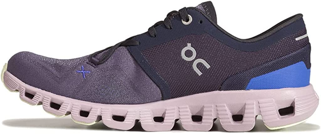 On Women's Cloud X 3 Sneakers, Midnight/Heron, 10.5