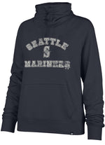 47 MLB Women's Wordmark Moonshot Pullover Sweatshirt Hoodie (Medium, Seattle Mariners Navy)