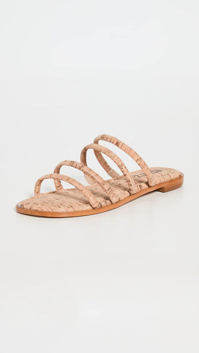 SCHUTZ Women's Cari Flat Sandals, Natural, Tan, 7 Medium US