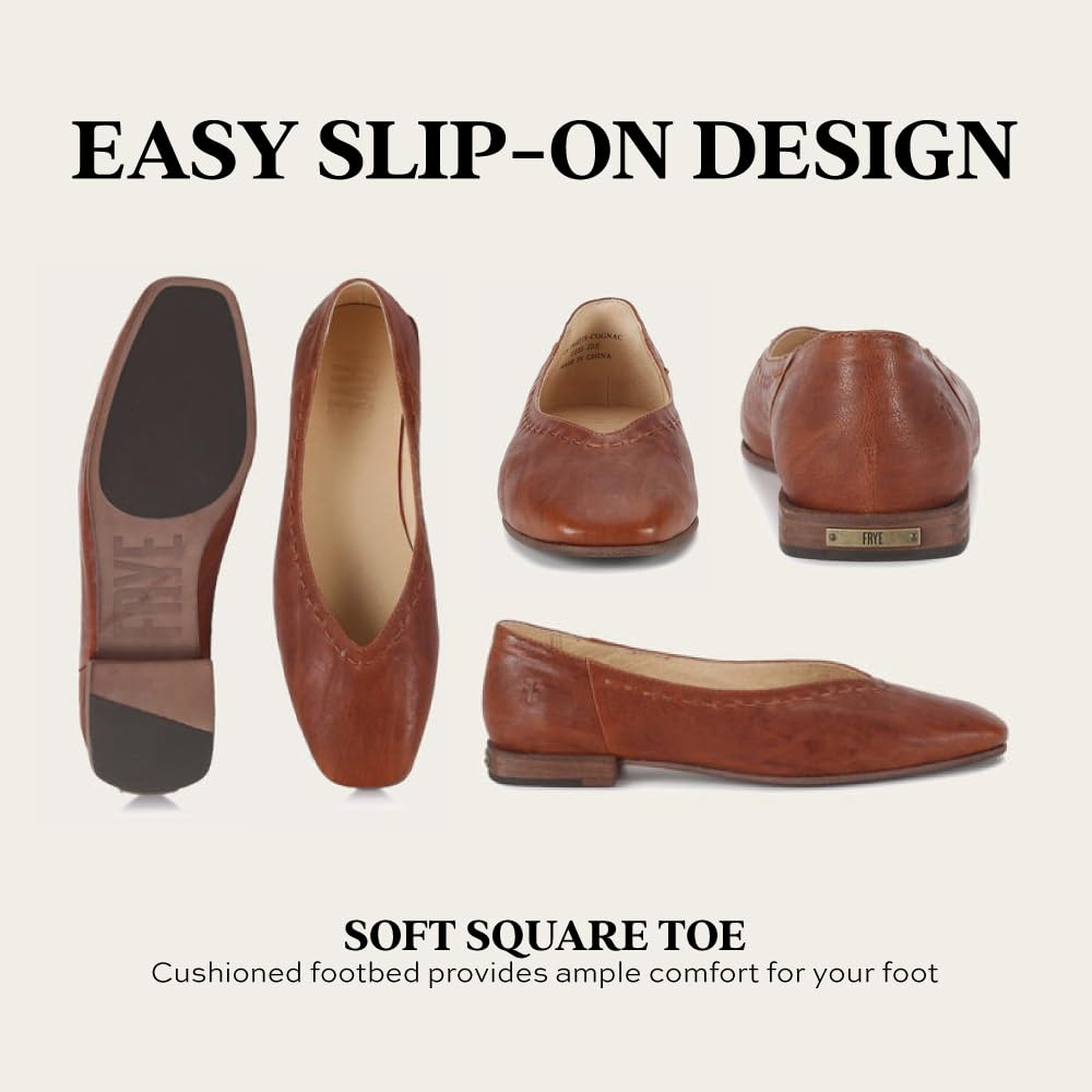 Frye Women's Claire Flat Shoe, Cognac - 8.5 M