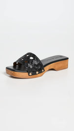 Tory Burch Women's Basket Weave Clogs, Perfect Black, 5.5 Medium US