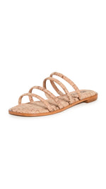 SCHUTZ Women's Cari Flat Sandals, Natural, Tan, 7 Medium US