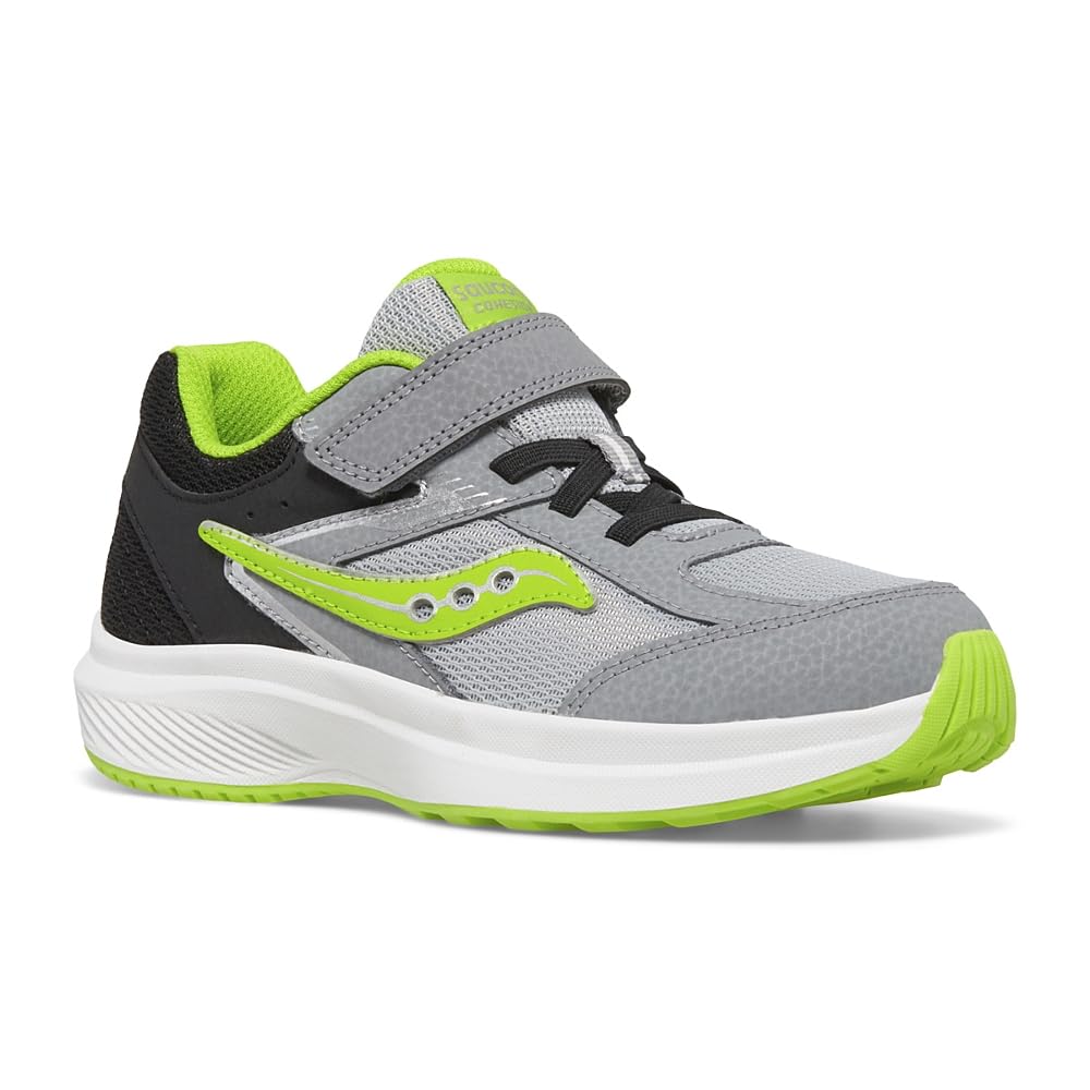 Saucony Kids Cohesion KDZ A/C Sneakers for Kids – Leather and Mesh Upper – PET Textile – EVA Footbed Black/Grey/Green 4 Big Kid W