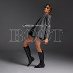 Frye Carson Piping Tall Boots for Women Made from Antiqued Pull-Up with Western-Style Piping, Inside Zipper Closure, and Low Heel – 15" Shaft Height, Black - 8.5 M