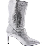 AllSaints Women's Orlana Shimmer Boots Mid Calf, Metallic Silver, 7