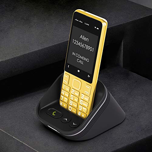 TIANHOO Cell Phone for Seniors 4G/LTE Unlocked, 4G Senior Cell Phone Unlocked, Dual Card Standby, Senior Cell Phone 4g Unlocked ATT with Charging Dock Speaker (Yellow)