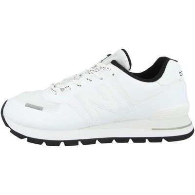 New Balance Men's Iconic 574 Rugged Sneaker, White with Black. 10 US