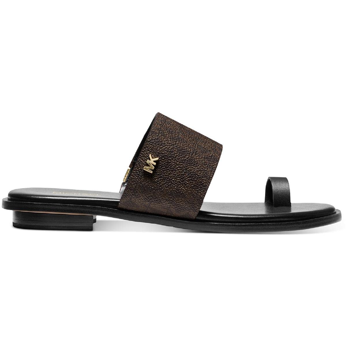 Michael Kors August Flat Sandal 6.5 Brown/Black