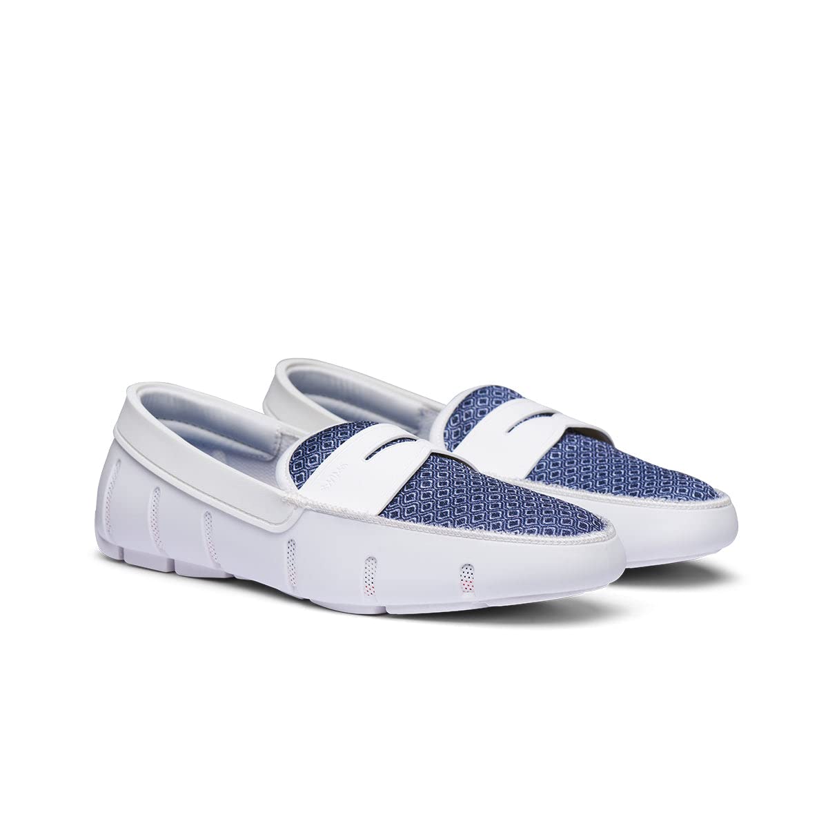 SWIMS Mens Loafers, Printed Penny Shoes for Men, Casual Beach Loafer, Comfortable Summer Shoe, Stylish Lightweight Walking Footwear, Quick Dry Breathable Environment Friendly (White,13)