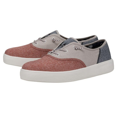 Hey Dude Conway Craft Linen Red/White/Blue Men's 7 & Women's 9 | Unisex Sneakers | Unisex Slip On Shoes | Comfortable & Light-Weight