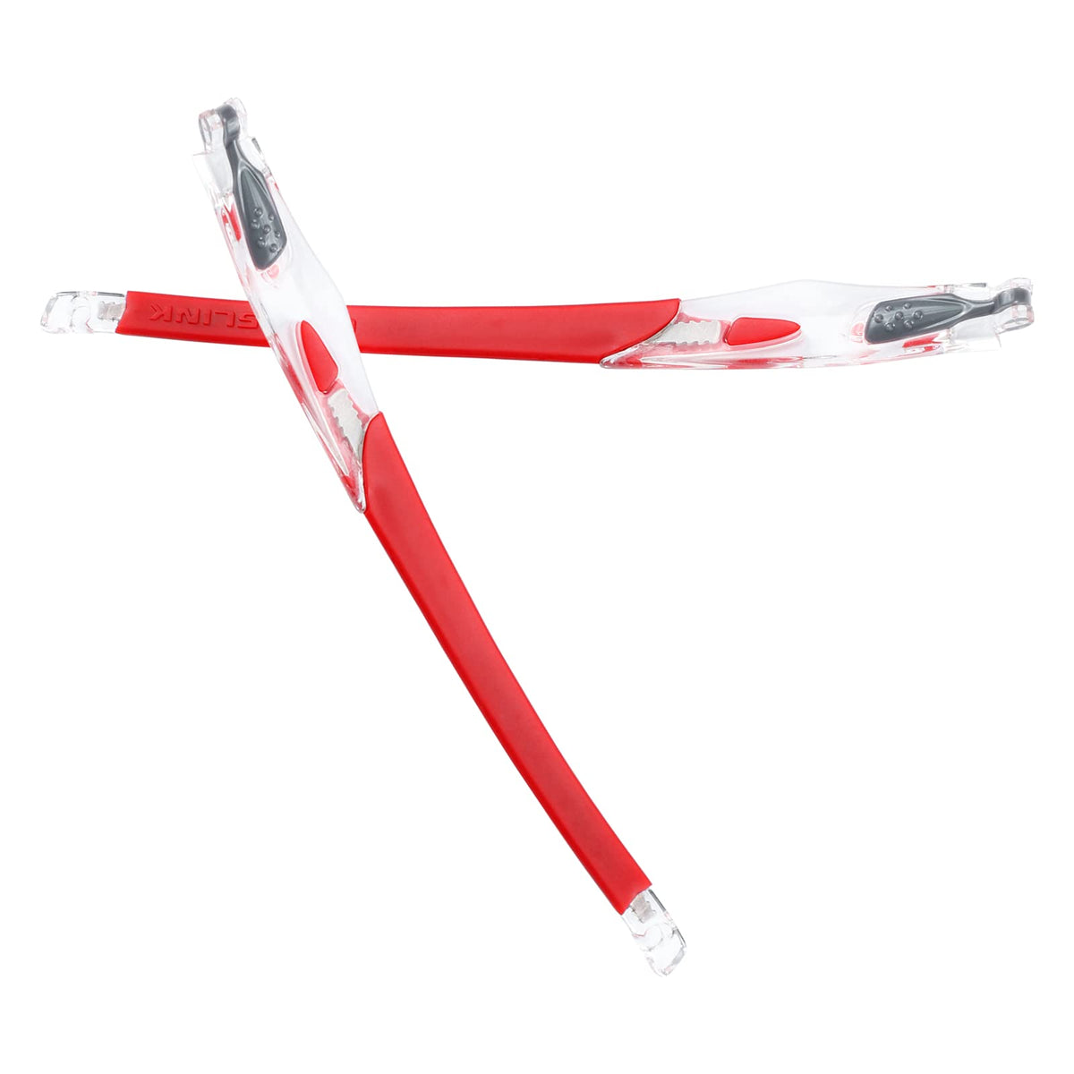 GOHIN Replacement Clear Temples Arms Legs With Red Icon Ring For Oakley Crosslink Sweep PRO Switch Pitch Glasses, Red With Red Icon Ring