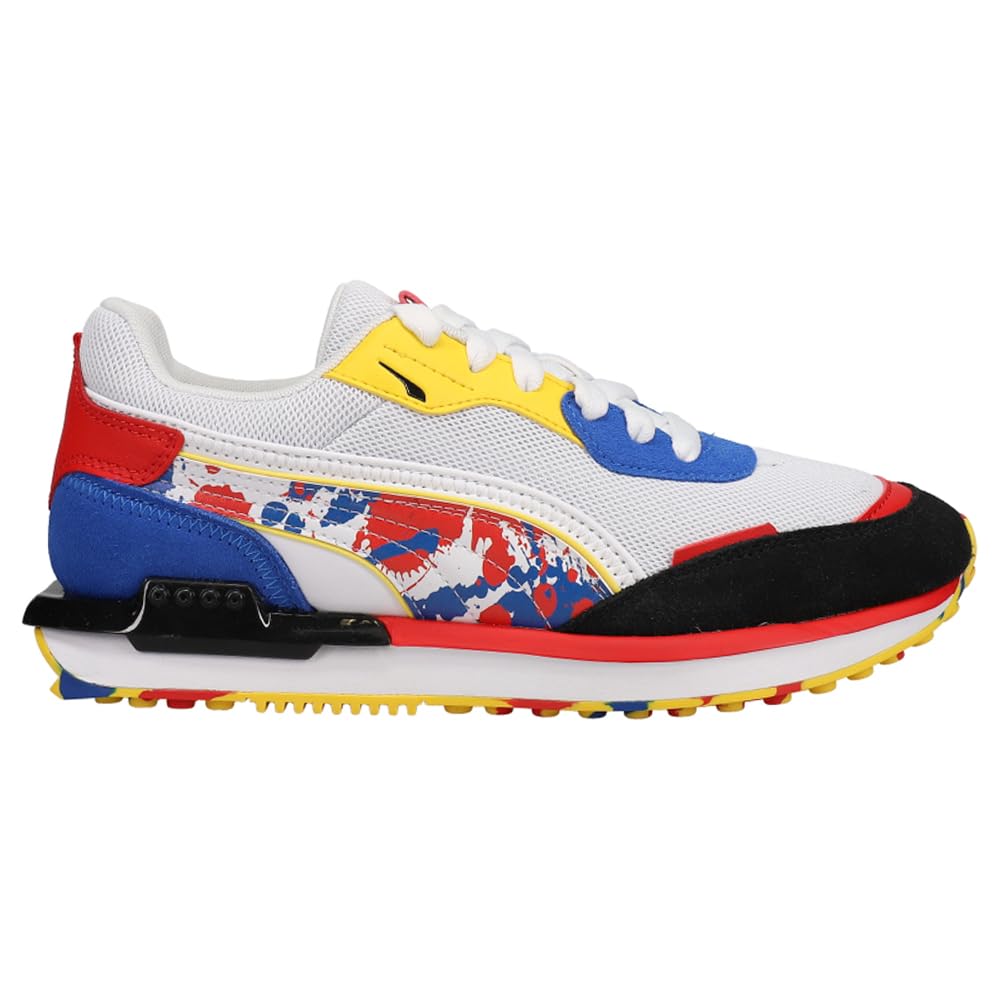 PUMA City Rider Splash (Big Kid) Puma White/Puma Royal/Dandelion 4 Big Kid M