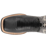 Ferrini Men's Taylor Teju Lizard Square Toe Leather Heeled Western Boots, Black, 11