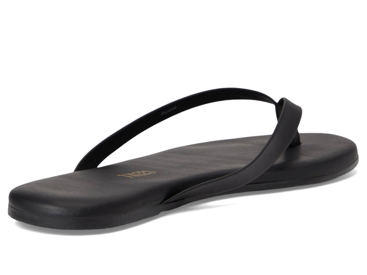 TKEES The Boyfriend - Sandals for Women - Rubber Outsole - Leather Upper - Slip-on Sandal - Leather Lining Black 8 B - Medium