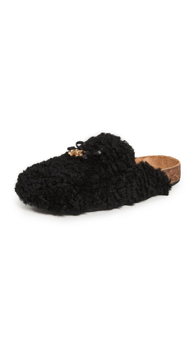 Tory Burch Women's Tory Charm Mammoth Mules, Perfect Black, 11 Medium US