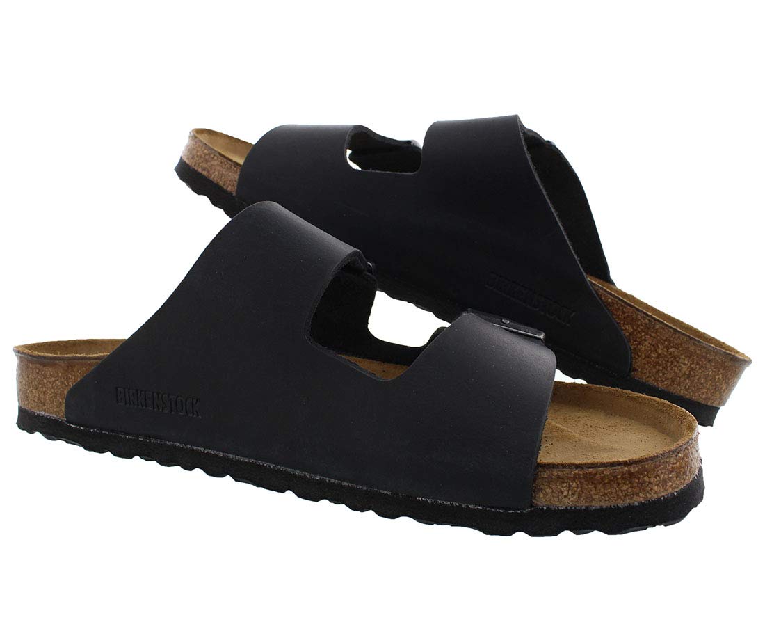 Birkenstock Men's Arizona Oiled Leather Sandals, Black, 12 US