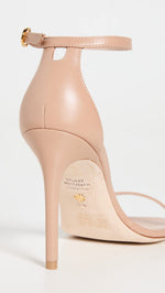 Stuart Weitzman Women's Nudistcurve 100 Smooth Leather Sandals, Adobe, Tan, 9.5 Medium US