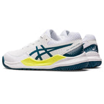 ASICS Kid's Gel-Resolution 9 Grade School Tennis Shoes, 7, White/RESTFUL Teal