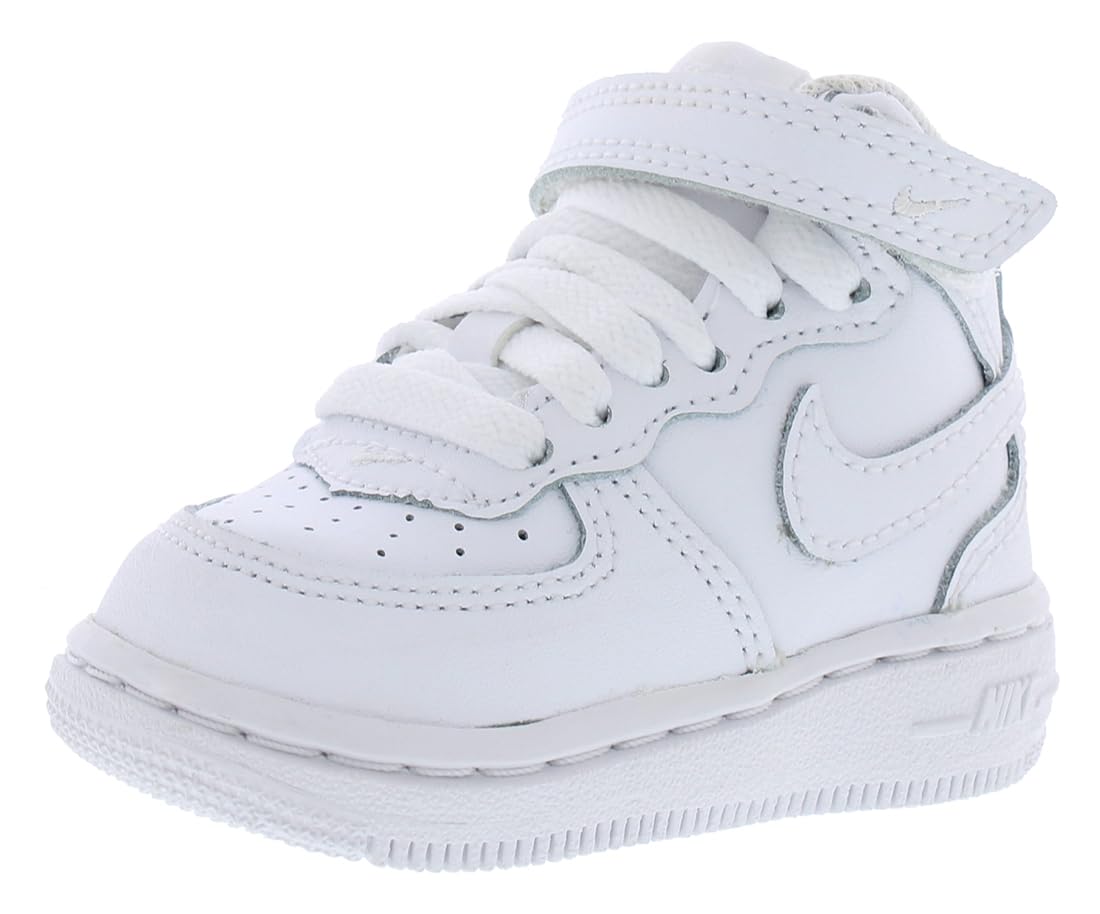 Nike Baby Boy's Force 1 Mid LE (Infant/Toddler) White/White 10 Toddler M