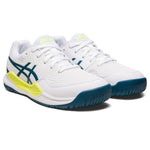 ASICS Kid's Gel-Resolution 9 Grade School Tennis Shoes, 7, White/RESTFUL Teal