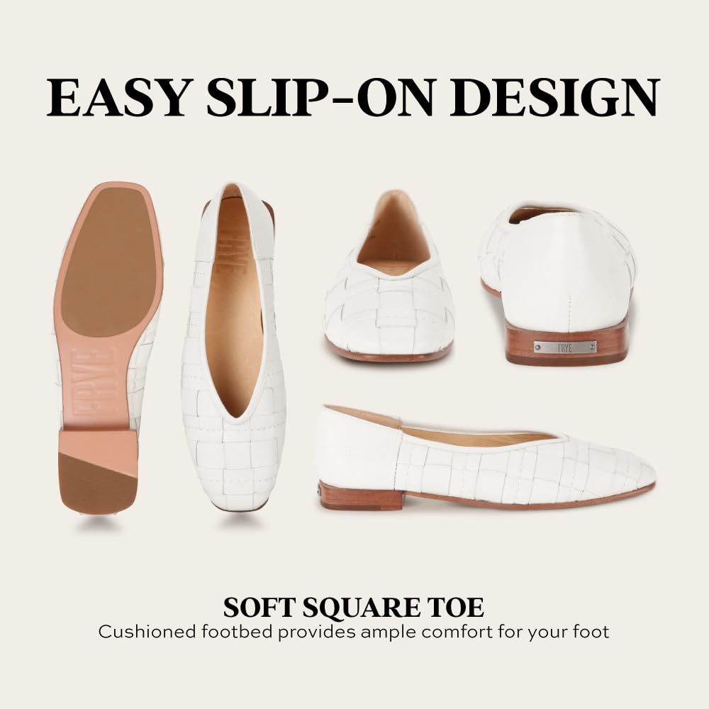 Frye Women's Claire Flat Shoe, White - 7.5 M