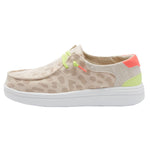 Hey Dude Women's Wendy Rise Leopard Neon Beige Size 8 | Women’s Shoes | Women’s Lace Up Loafers | Comfortable & Light-Weight