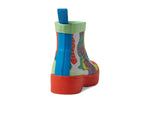 Hunter Exploded Logo Boot (Little Kid/Big Kid) Poolhhouse Blue/Red Tang/Illuminating Yellow 4 Big Kid M