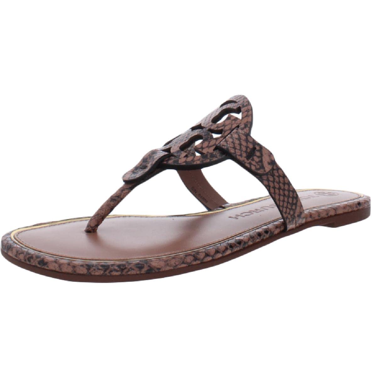 Tory Burch Womens Miller Leather Thong Flip-Flops Tan 6.5 Medium (B,M)