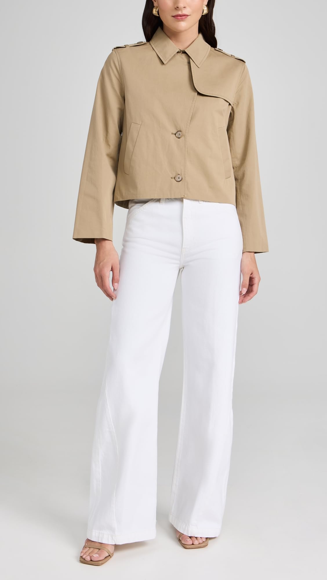 FRAME Women's Le Baggy Palazzo Jeans, Au Natural Clean, White, 28