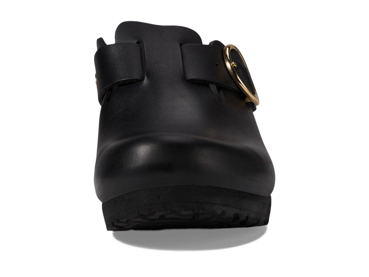 Birkenstock Women's Papillio Fanny Wedge Clog-Leather Sandal, Black, 9-9.5 Narrow